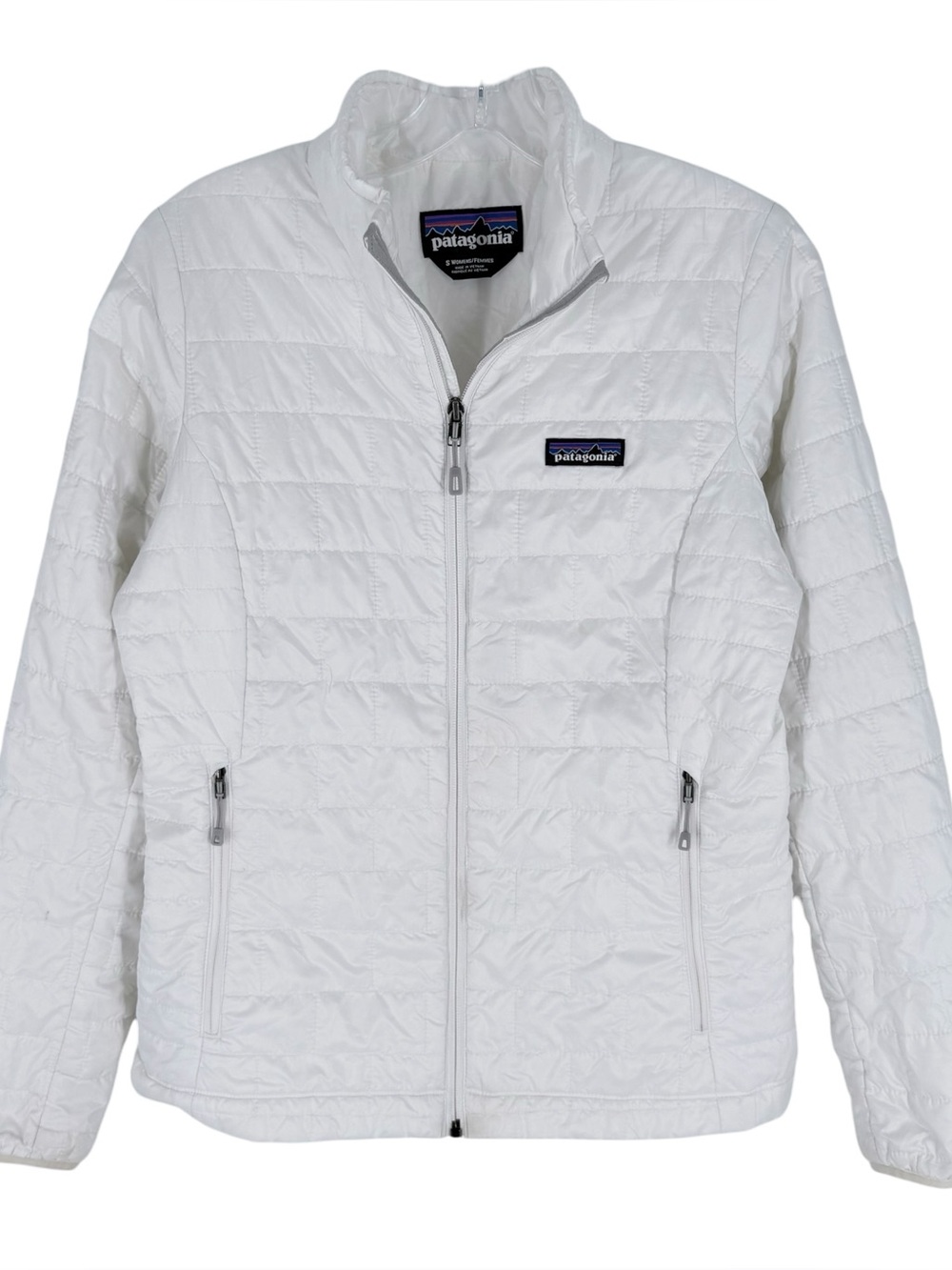 Patagonia Nano Puff Jacket Womens Size Small White Primaloft Full Zip Coat